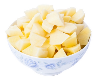 Chopped potatoes in a bowl